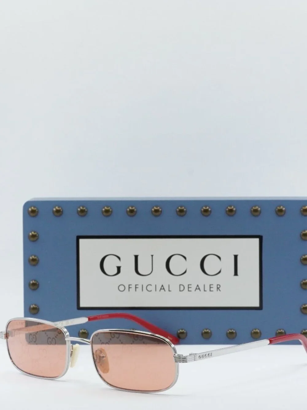 Gucci GG1457S 004 Women Rectangle Sunglasses - Silver / Red